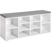 PayLessHere Shoe Bench, 10-Compartment Shoe Organizer, 3-Tier Adjustable Storage Shelf for Entryway, Living Room, Hallway & Bedroom, White