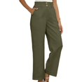 thumbnail image 4 of Timegard Lounge Pants for Women Elastic Waisted Button Straight Leg Ruched Casual Trousers with Pockets, 4 of 5