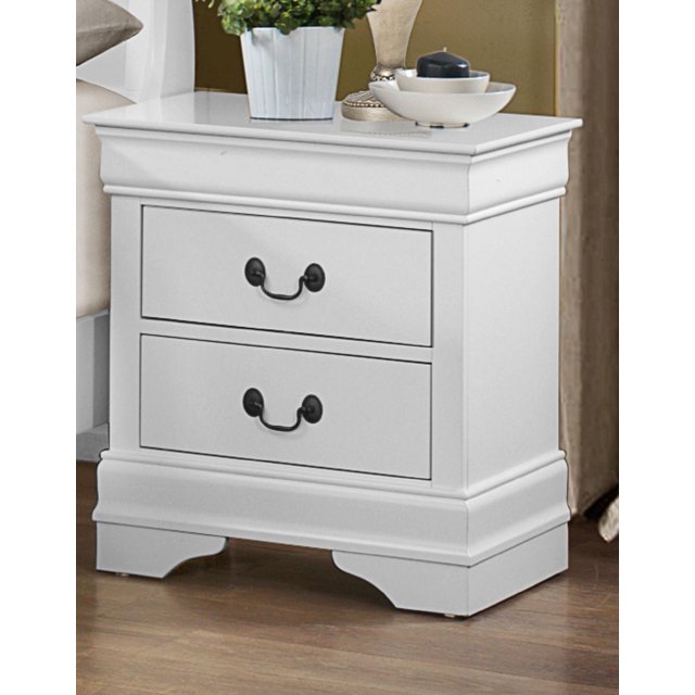 Topline Home Furnishings Table de Nuit Louis Philippe Blanche
