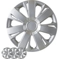 thumbnail image 1 of Wheel Cover Kit, 15 Inch Hubcaps Set of 4 Automotive Hub Caps with Universal Snap-On Retention Rings, 1-Tone ABS Plastic Silver Rim Covers for All Makes, Models (SG-5077-B-15), 1 of 7