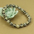 thumbnail image 3 of Bracelet Extensible Unisexe en Perles Rondes 8 mm en Jaspe Dalmatien Naturel, 3 of 5