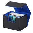 thumbnail image 1 of 100+ Trading Card Deck Box Gathering Card Toy W/ Magnetic Closure Game Cards Storage Game Card Case Protector Black&Blue, 1 of 6