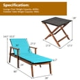 thumbnail image 2 of Gymax 3PCS Outdoor Patio Lounge Chair Set - Set of 2, Turquoise, Adjustable Backrest, Durable Steel Frame, 2 of 10