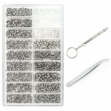 Vis de Réparation pour Lunettes Lunettes de Soleil Kit de Réparation Petites Vis Ensemble d'Outils en Acier Inoxydable Environ 1000 Pcs