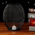 thumbnail image 4 of Black Hollow Metal Candlestick Wire Lantern Candle Holder Cage Stand Home Decor, 4 of 8
