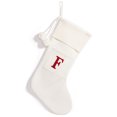 thumbnail image 1 of Christmas Knitted Stocking With Personalised Alphabet Pendant Decorations Christmas Letter Initial White F, 1 of 9
