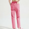 thumbnail image 3 of Yuyuzo Women Casual Pants Elastic Drawstring High Waisted Solid Color Slacks Straight Leg Bootcut Trousers, 3 of 4