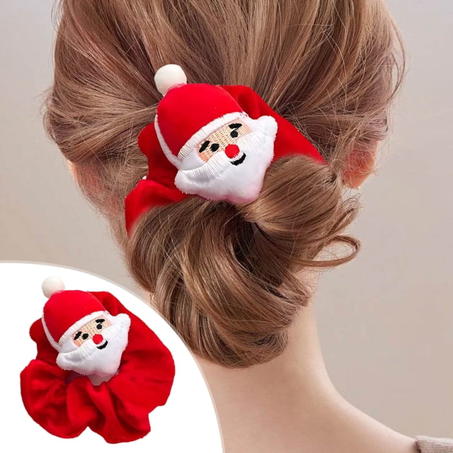 Meitianfacai Christmas Christmas Tree Santa Claus Plush Elastic Hair Rope Cute Doll Hair Accessories Head Rope