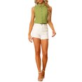 thumbnail image 2 of INSPIRE CHIC Chemise Sans Manches à Col Pointu à Simple Boutonnage pour Femme P Vert Pois, 2 of 6