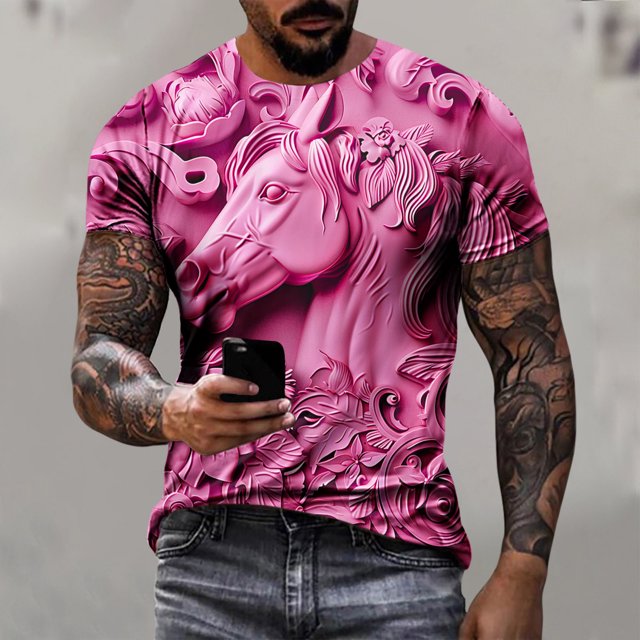 Weiqiqre T-shirt pour Homme Décontracté à Relief, Imprimé de Course, T-shirt Graphique, Extérieur, Quotidien, Vacances, Manches Courtes, Col Rond, Chandail à Porter au Quotidien, Extérieur, Rue et Centres de Villégiature