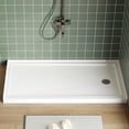 thumbnail image 1 of 60"x32" Shower Pan with Right Drain – Anti-Slip Acrylic/PVC Shower Base, Easy Install with ABS Drain Kit & Steel Cap, White, 1 of 8