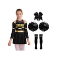 thumbnail image 1 of Mufeng Costume de Pom-Pom Girl pour Filles Enfants à Manches Longues Robe de Cheerleading avec Pompons Attache-Cheveux en Stock Costume de Performance Tenue de Danse A Noir&Blanc 14, 1 of 7