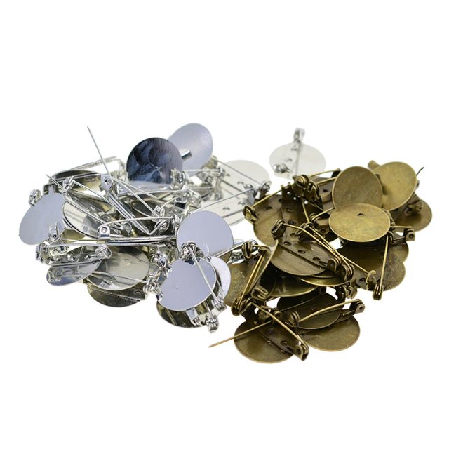 Abbracc 100 Pièces Bronze et Broche Fermoirs Goupille Base Blanc Plateaux Dos Adapter 20mm