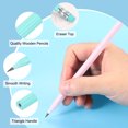 thumbnail image 3 of Uxcell Round Pencils, 12Pcs Triangle HB Graphite Pencil with Eraser, Light Green, 3 of 6