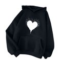 thumbnail image 4 of Pompotops Chandail Confortable pour Femmes Motif Cœur Imprimé Chandail à Capuche pour Femmes avec Poche et Cordon Liquidation, 4 of 4