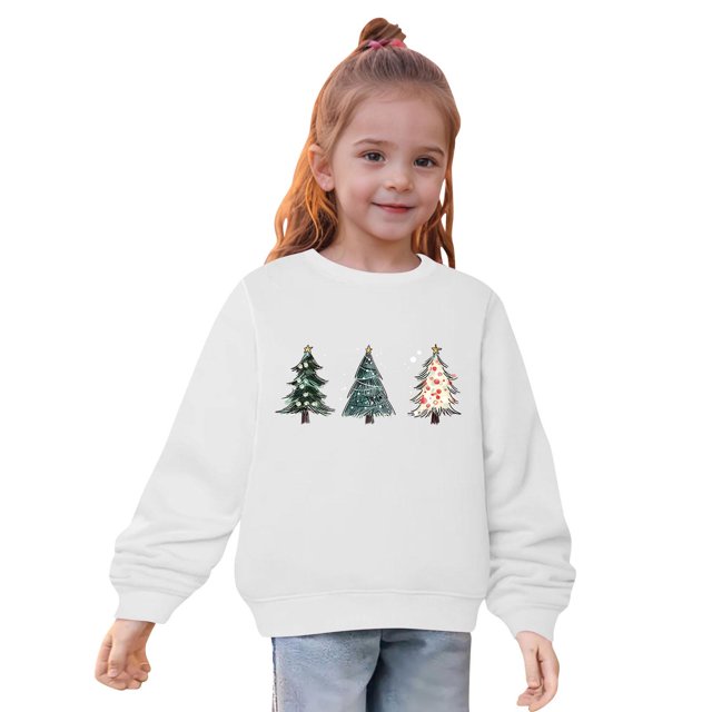 Diufon Chandail en Molleton de Noël pour Garçons et Filles Manches Longues Col Rond Pull Automne Hiver Hauts Chauds