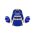 thumbnail image 3 of Hansber Déguisement d'Halloween pour Filles Enfants, Costume de Cheerleader pour Fête, Uniforme de Cheerleading à Manches Longues, Robe de Danse avec Pompon, Bleu 14, 3 of 6