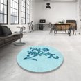 thumbnail image 4 of Ahgly Company Tapis d'Intérieur Lavable à la Machine, Carré, Transitionnel, Bleu Électrique, Tapis de Zone, 3 Pieds Carré, 4 of 7