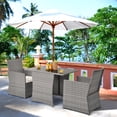 thumbnail image 3 of Patiojoy 3PCS Patio Rattan Furniture Set Outdoor Wicker Table & Chair Set w/Cushions White, 3 of 6