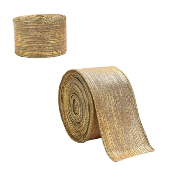 Christmas Decorations for Tree New Gold Glitter Cloth Christmas Ribbon Gold Powder Decorative Bow Material Christmas Side Weaving Ribbon Decoration Christmas Ribbon for Tree
