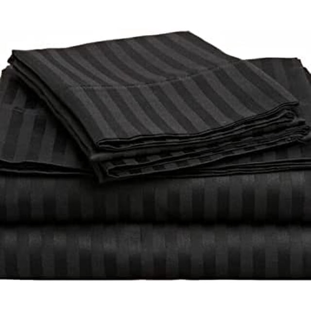 700 Thread Count 3 Piece ( 1-Fitted Sheet + 2 - Pillow Cases ) Fitted Sheet 10 Inch Deep Pocket 100% Egyptian Cotton Stripe Pattern