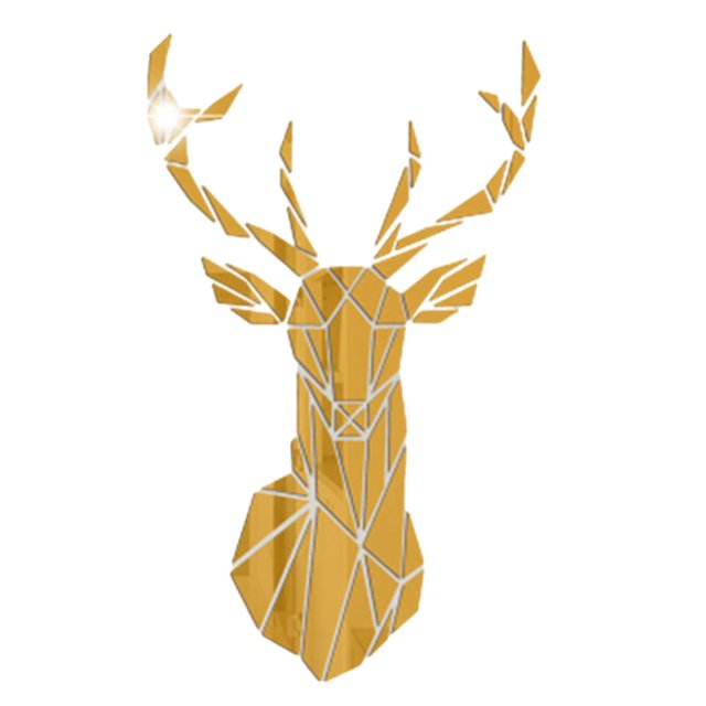 Wweixi Multifunctional 3D Mirror Deer Wall Sticker For Various Uses Personalized Home gold M 1Set