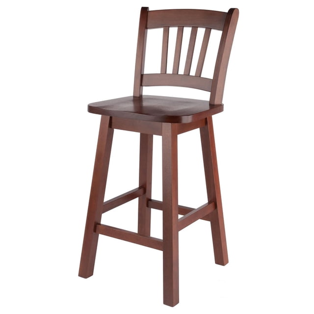 Tabouret de comptoir pivotant à dossier à lattes Fina
