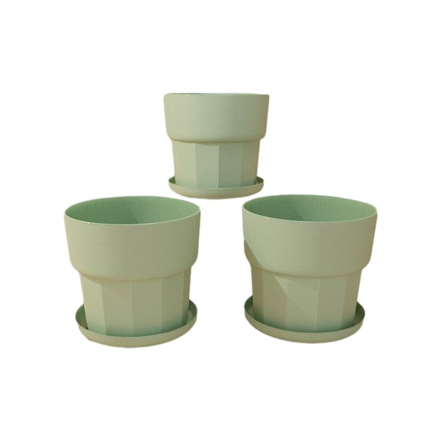Dalazy 3 Pieces Roots Control Plant Flower Pot Nordic Style Gallon Succulent Flowerpot Garden Plastic Planter Bedroom Green/L