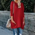 thumbnail image 1 of Jsaierl Hauts Grande Taille pour Femmes Manches Longues Tunique Ample Simple Couleur Unie Blouses Longues Tendance Décontractées Col Rond avec Poches, 1 of 4
