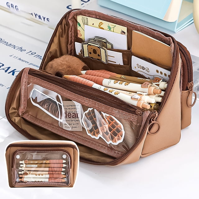 RXIRUCGD Pencil Case Pouch Large Capacity Pencil Bag Zippered Pen Pouch With 9 Compartments And Flexible Detachable