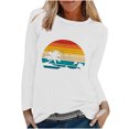 thumbnail image 1 of CEHVOM Mode Femmes Printemps Imprimé Manches Longues Col Rond Tee Décontracté Tops Liquidation, 1 of 5