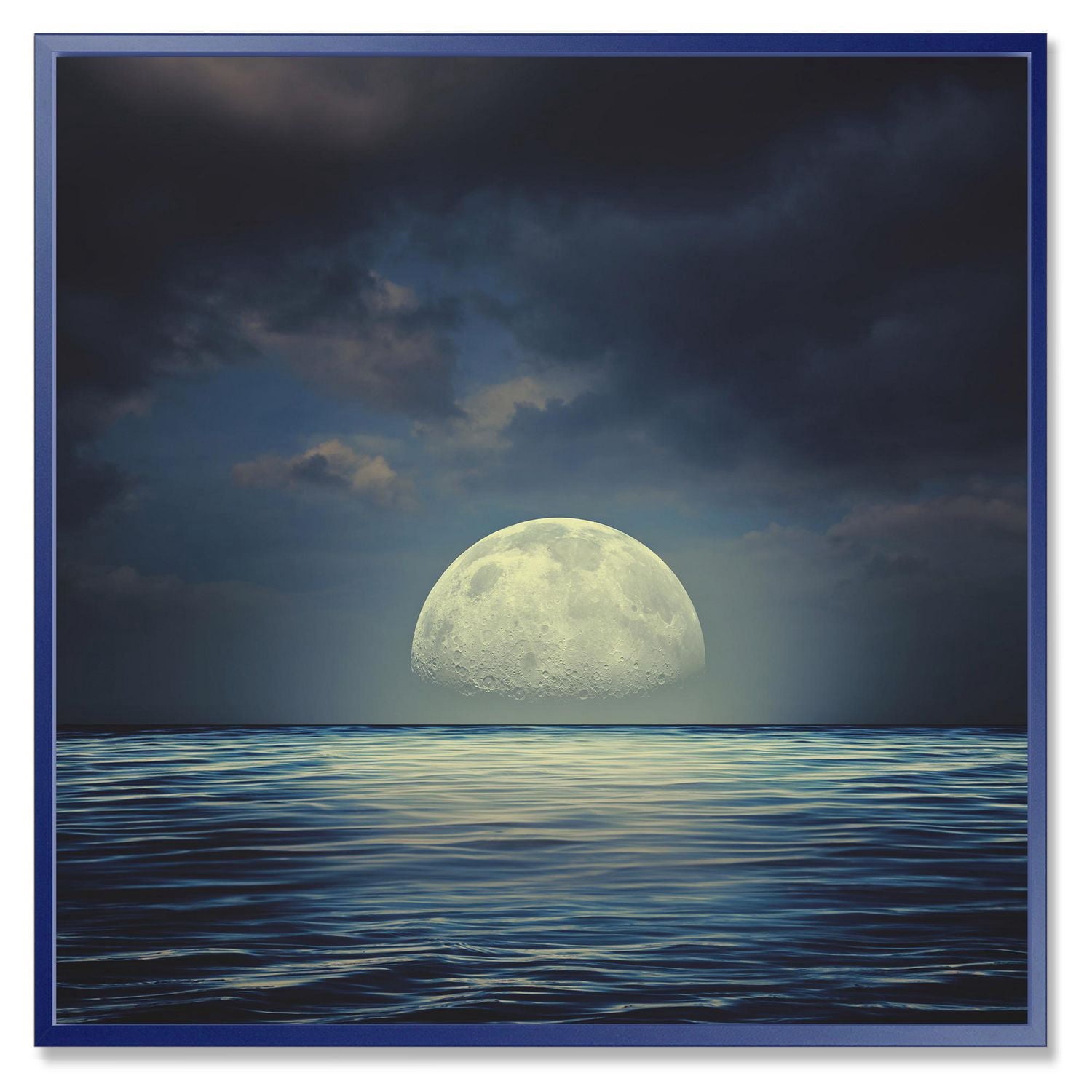 Designart Super Lune sur la mer II ART MURAL À CADRE FLOTTÉ