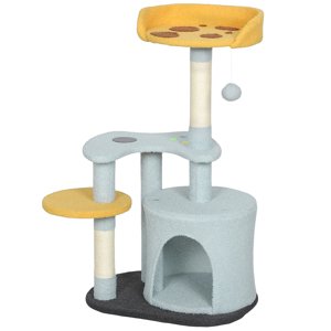 CoSoTower Cat Tree for Indoor Cats, 31.5 inch Cat Tower with Plush Perch, Platform, Condo, Scratching Post and Toy Ball, Blue
