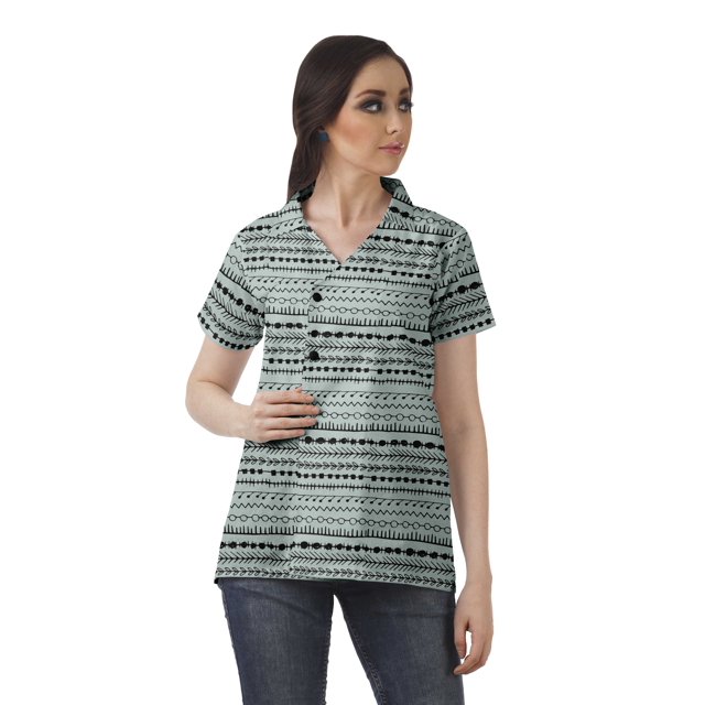 Moomaya Chemise Tunique Style Enveloppant pour Femmes en Coton Décontracté Col Classique Boutonné