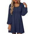 thumbnail image 1 of cfhntfmh Robes Décontractées pour Femmes Automne Amples à Manches Longues Robe Chemise Froncée Détente Col Rond Boutons Robe Plissée Mini, 1 of 6