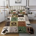 thumbnail image 1 of YST Happy Camping Bedspread Set Rustic Cabin Camper Twin Quilt Sets Rv Car Accessories For Travel Trailers,Buffalo Plaid Arrow Pine Trees Coverlet Set Travel Adventure Bedding Set, 1 of 5