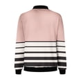 thumbnail image 4 of vdgthytj Fall Jackets for Women Long Sleeve Zip up Stand Collar Bomber Jacket Fall Trendy Color Block Striped Coat, 4 of 5