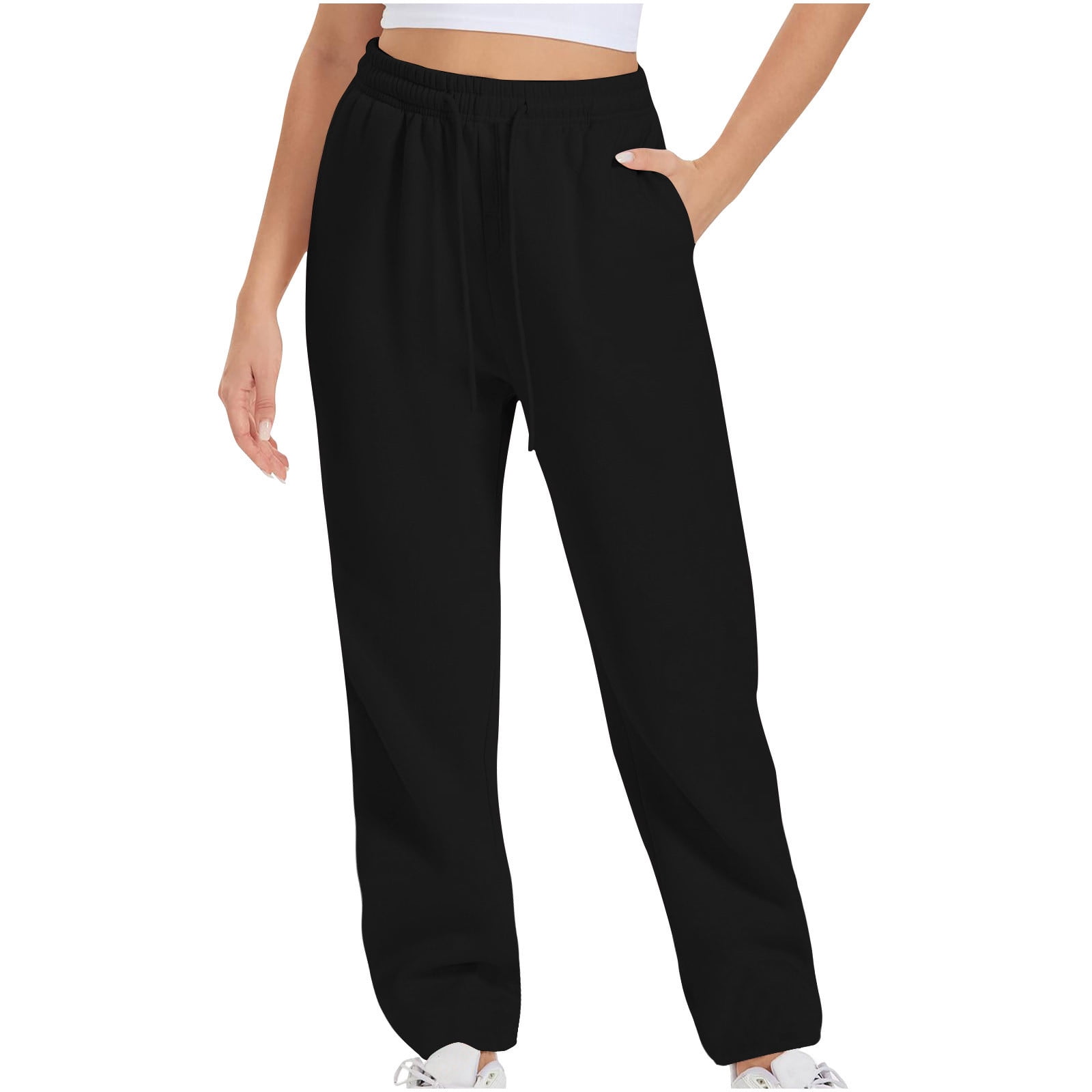 Timegard Womens Sweatpants Jogger Pants Elastic Waist Solid Color Trousers with Pockets Workout Pants