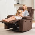 thumbnail image 2 of Oversized Recliner Chair with Massage & Heat, 360° Swivel Rocker Glider, Manual Reclining, Cup Holder, Storage Pockets, Comfy Lounge Accent Chair for Living Room, Bedroom, RV - Linen | Brown, 2 of 8