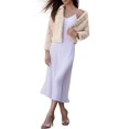 thumbnail image 2 of INSPIRE CHIC Women's Faux Fur Turn Down Collar Open Front Cropped Fluffy Jacket L Light Khaki, 2 of 6