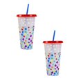 thumbnail image 1 of Oleegame 2PC Glass Bottle Creative Water Cup Heart Shape Cup PP Plastic Straw Cup Heart Shape Plastic Transparent Straw Cup 710ml Cold Change Temperature Sensitive Plastic Cup, 1 of 5