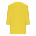 thumbnail image 5 of HKEJIAOI T-Shirts à Manches 3/4 pour Femmes Col Ras du Cou Imprimé Floral Hauts d'Été L, 5 of 5