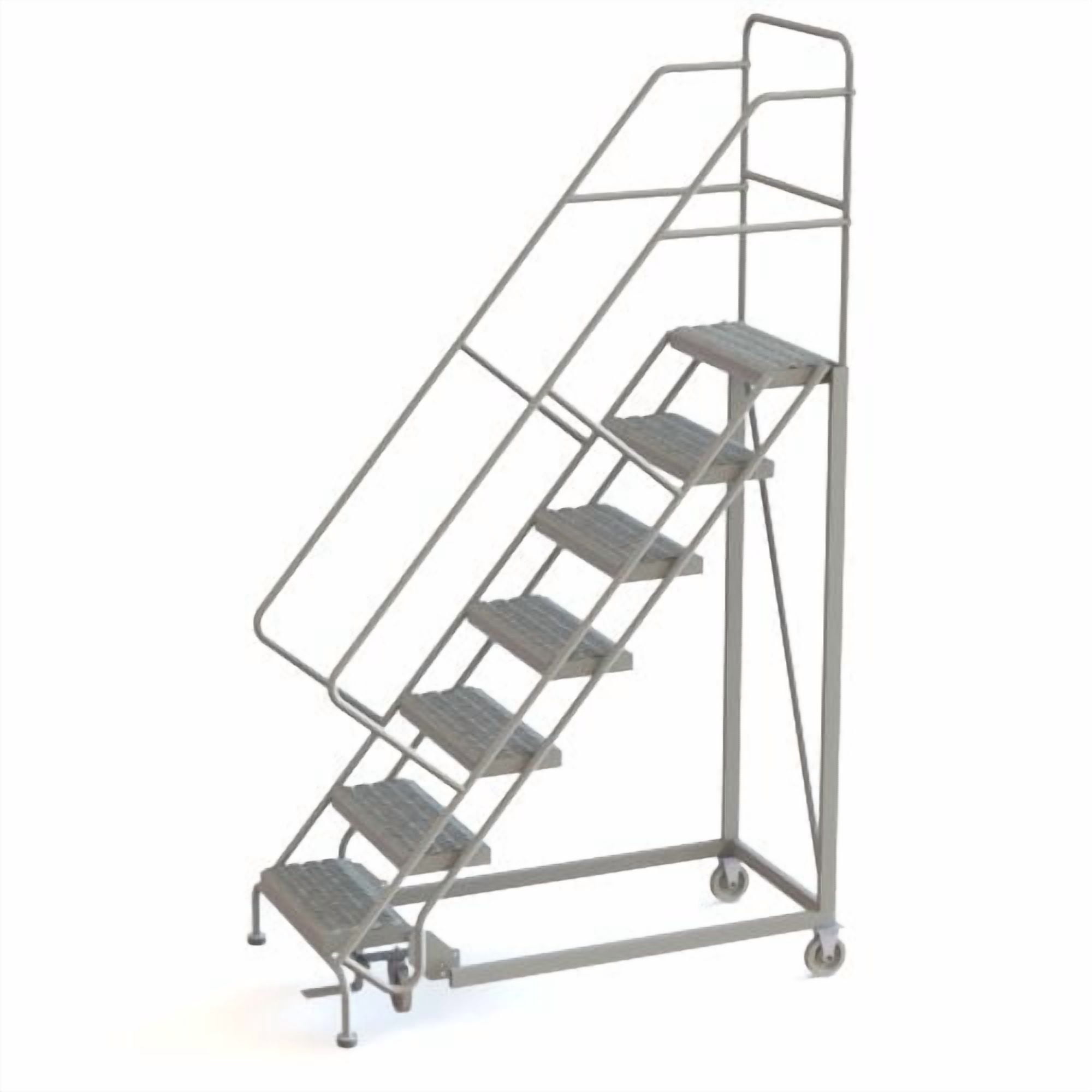 Tri-Arc UKDEC107242 U-Design Configurable 7-Step Forward Descent Incline Rolling Ladder with 24" Wide Grip Strut Tread