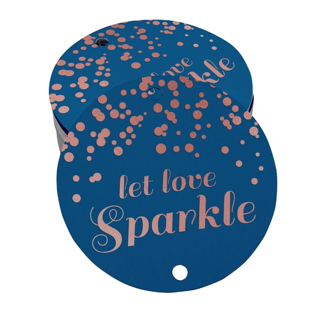 Inkdotpot Pack Of 100 Let Love Sparkle Wedding Favor Paper Tags Craft Real Rose Gold Foil Hang Tags