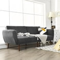 thumbnail image 2 of Giantex Canapé-Lit Futon Convertible, Causeuse Moderne en Tissu de Lin avec Dossier Séparé et Ajustable, Canapé-Lit pour Bureau à Domicile, Gris, 2 of 6