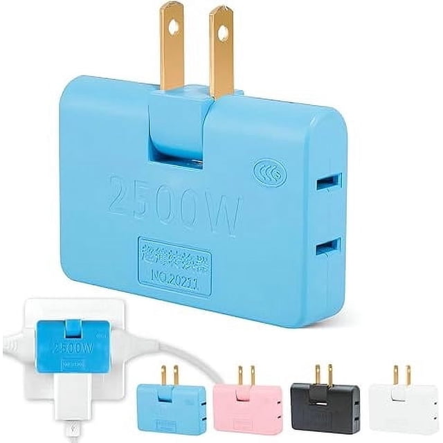 ZZkhGO Rotatable Socket Converter 3 Way, 180 Degree Slim Wall Plug Adapter, Flat Prong Socket Extender for Home Office Travel