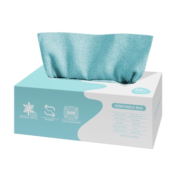 Chanana Microfiber Cleaning Cloth, Lint-Free Shop Towels Reusable, Bulk Rags in a Box for Home, Kitchen and Car, Edgeless Towels, 20 Pack with Box (Blue)
