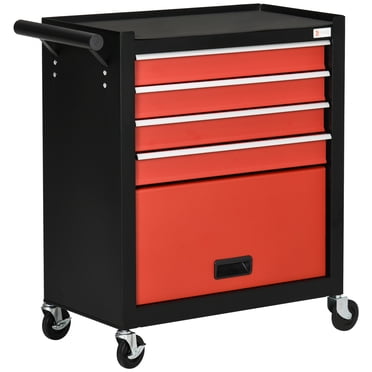 DURHAND Coffre à Outils Roulant à 4 Tiroirs avec Armoire de Rangement et Poignée
