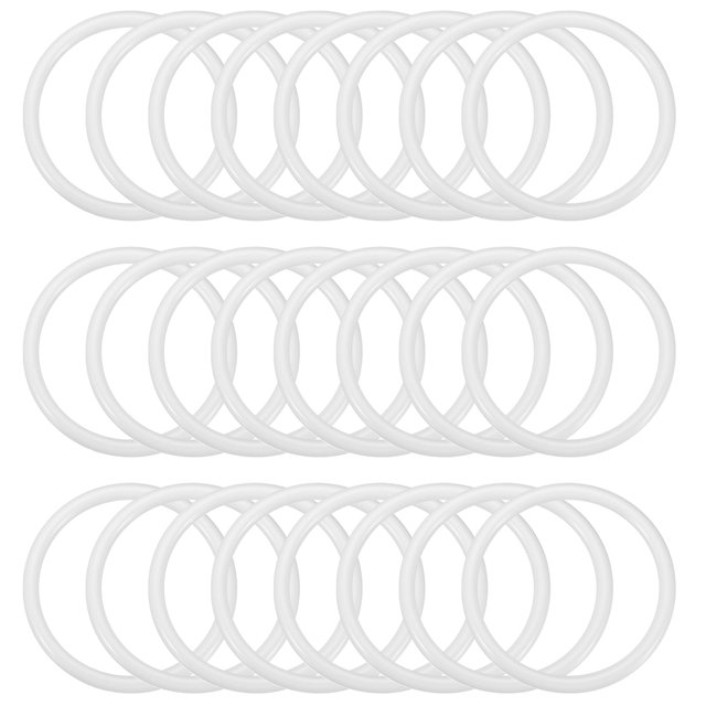Unique Bargains 4.6 Inch Dream Catcher Rings, 24 durable white plastic hoops with smooth surfaces, designed for macrame, floral wreaths, needlework hoops, and DIY crafts. Perfect for creating dream catchers, home decor, and wedding decorations.