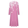 thumbnail image 4 of Erwazi Robe Midi à Manches Longues pour Femmes, Col Rond, Plissée, à Volants, Ligne A, Fluide, Printemps Automne, Décontractée, avec Poches, 4 of 4